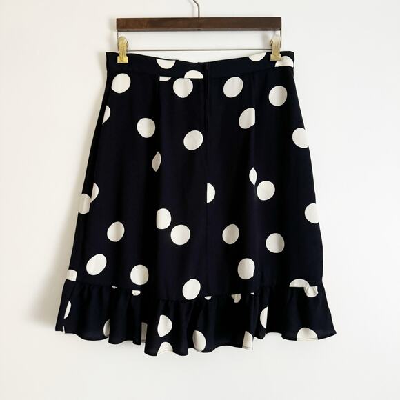 MODCLOTH It's A Wrap Ruffled A Line Skirt Polka Dot Black White 12 - Picture 7 of 12
